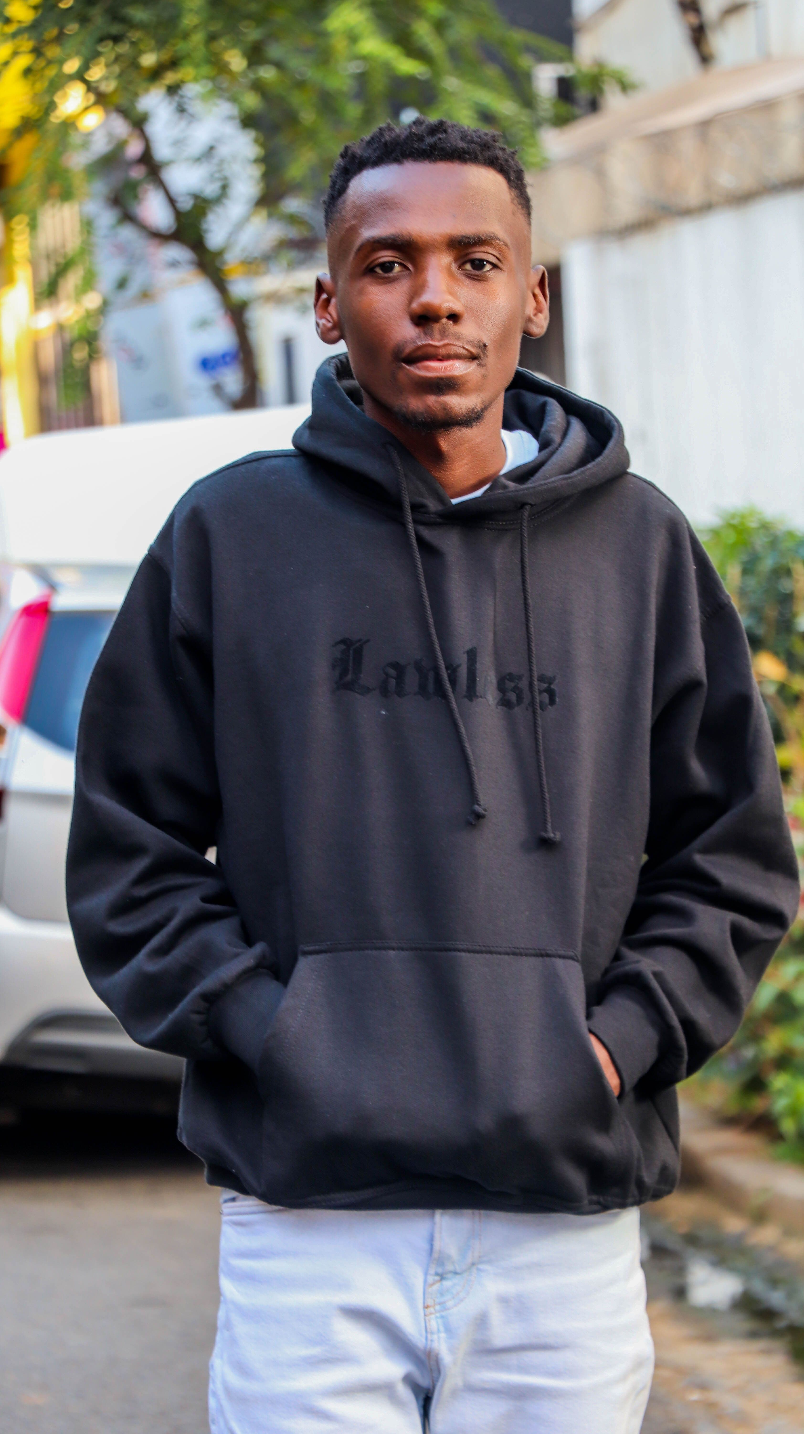 Black on black lawless hoodie